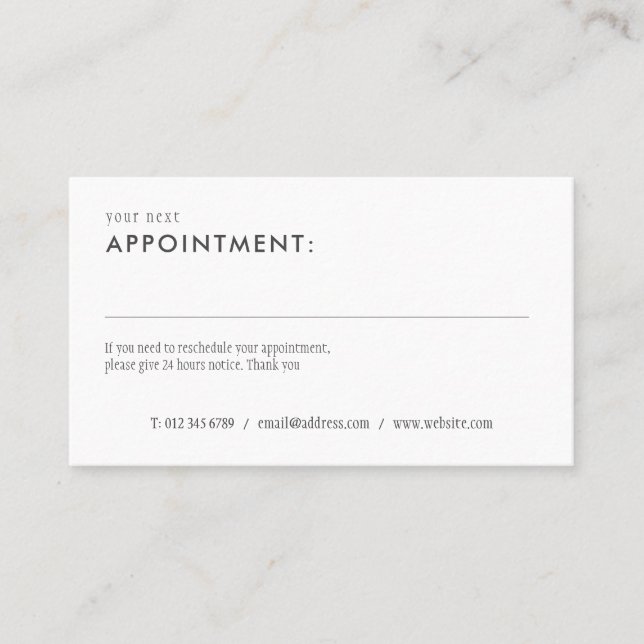 Elegant Simple Appointment Reminder Card (Front)