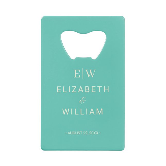 Elegant Simple Aquatic Awe with Monogram Wedding (Front)