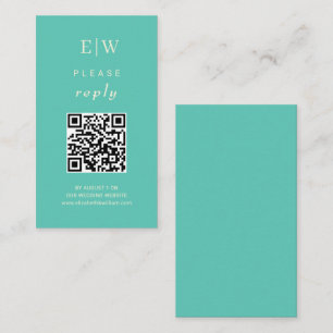 Elegant Simple Aquatic Awe with Monogram Wedding Enclosure Card