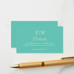 Elegant Simple Aquatic Awe with Monogram Wedding Enclosure Card