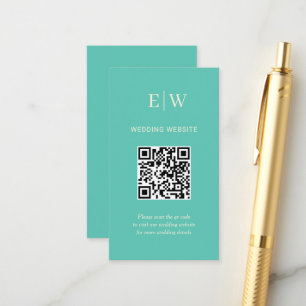 Elegant Simple Aquatic Awe with Monogram Wedding Enclosure Card