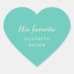 Elegant Simple Aquatic Awe with Monogram Wedding Heart Sticker