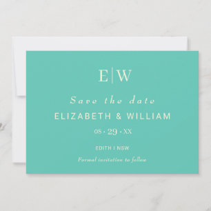 Elegant Simple Aquatic Awe with Monogram Wedding Save The Date