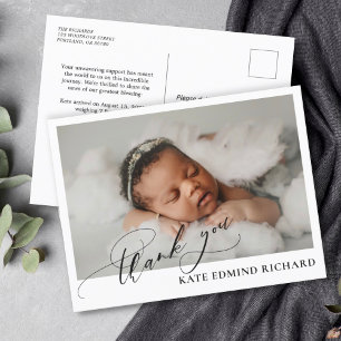 Elegant Simple Baby Photo Birth Announcement  Postcard