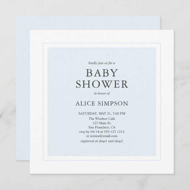 Elegant Simple Baby Shower Invitation (Front/Back)
