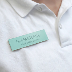 Elegant Simple Basic Teal Minimalist Modern Name Tag