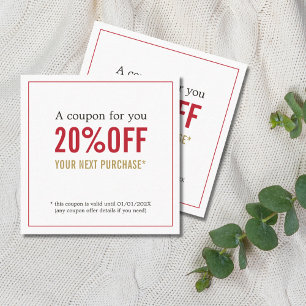 Elegant Simple Beauty Red Golden White Holiday Discount Card