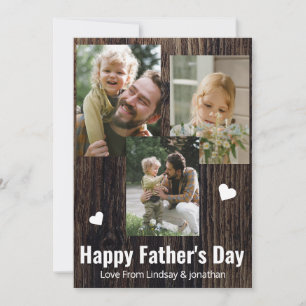 Elegant Simple Best Dad Ever Fathers Day 3 Photo Holiday Card