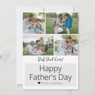 Elegant Simple Best Dad Ever Fathers Day 4 Photo Holiday Card
