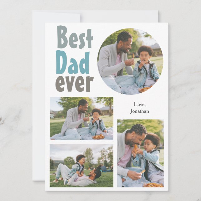 Elegant Simple Best Dad Ever Fathers Day Photo Holiday Card (Front)
