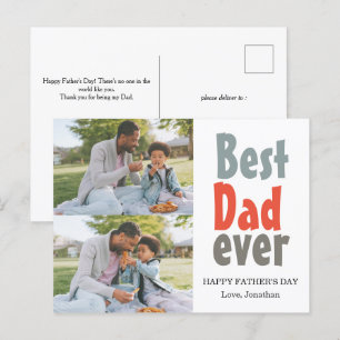 Elegant Simple Best Dad Ever Fathers Day Photo Holiday Postcard