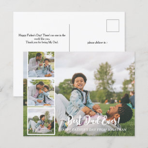 Elegant Simple Best Dad Ever Fathers Day Photo Holiday Postcard