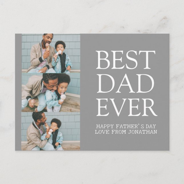 Elegant Simple Best Dad Ever Fathers Day Photo Holiday Postcard (Front)