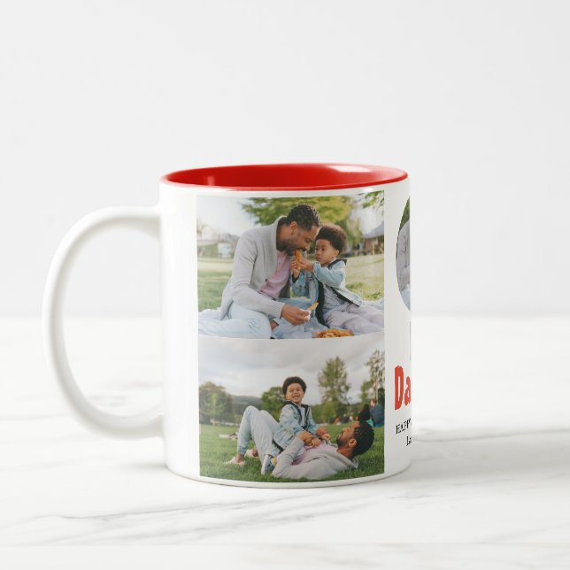 Elegant Simple Best Dad Ever Fathers Day Photo Two-Tone Coffee Mug (Left)