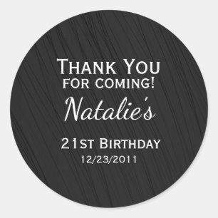 Elegant Simple Black 21st Birthday    Classic Round Sticker