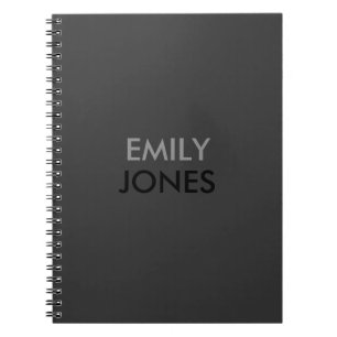 Elegant simple black and grey personalised notebook