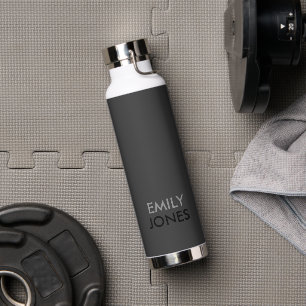 Elegant simple black and grey personalised water bottle