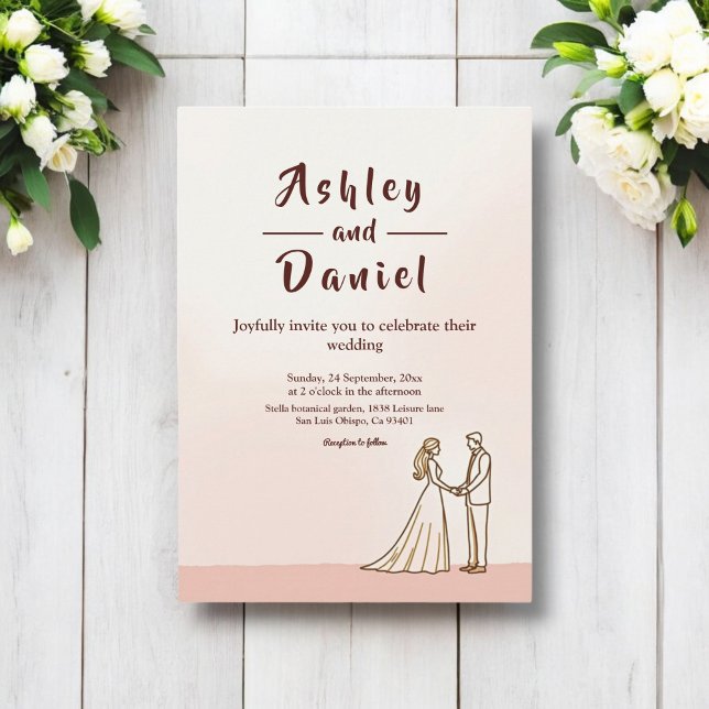 Elegant Simple Black And White Bride Groom Wedding Invitation (Creator Uploaded)