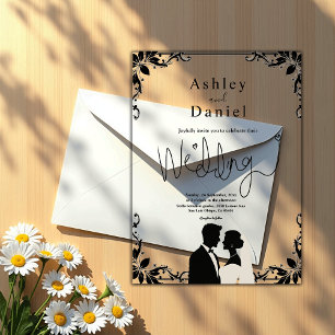Elegant Simple Black And White Couple Chic Wedding Acrylic Invitations