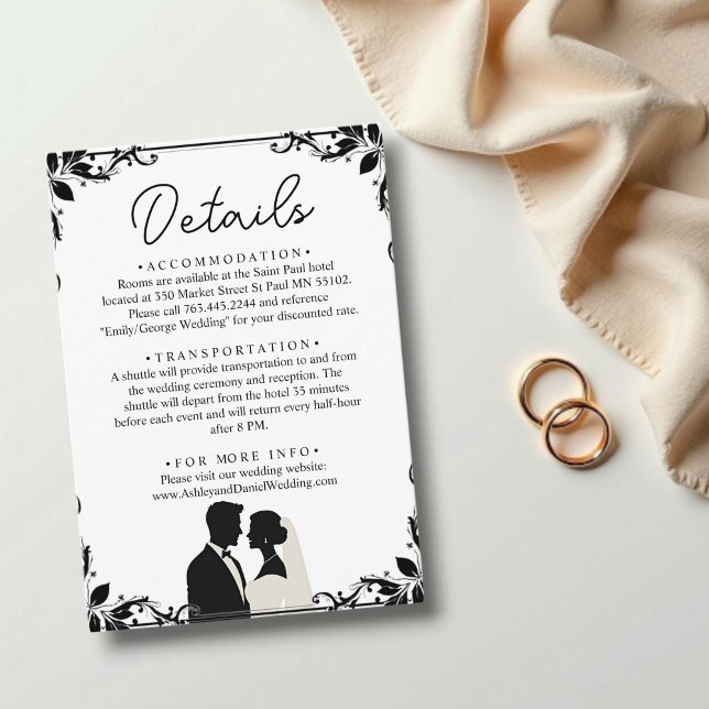 Elegant Simple Black And White Couple Chic Wedding Enclosure Card (Creator Uploaded)