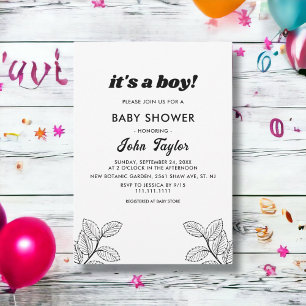 Elegant Simple Black And White Fall Baby Shower Invitation