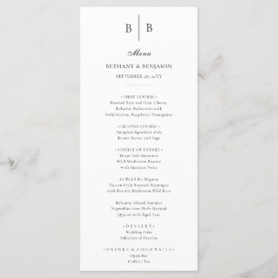 Elegant Simple Black and White Fine Art Wedding Menu