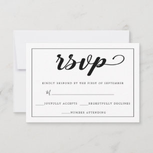 Elegant Simple Black And White Framed RSVP