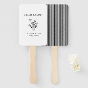 Elegant Simple Black and White Minimalist Wedding Hand Fan