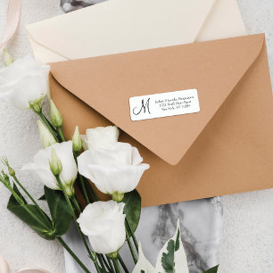 Elegant Simple Black and White Monogram Address Return Address Label