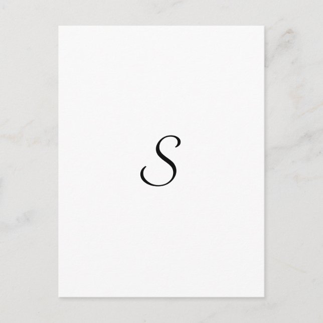 Elegant Simple Black and White Monogram Postcard (Front)