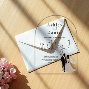 Elegant Simple Black And White Romantic Wedding Acrylic Invitations