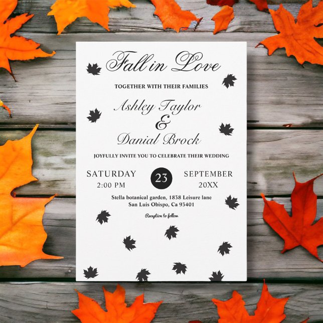 Elegant Simple Black And White Rustic Fall Wedding Invitation (Creator Uploaded)