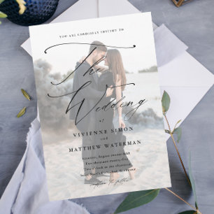 Elegant Simple Black and White Wedding Magnetic Invitation