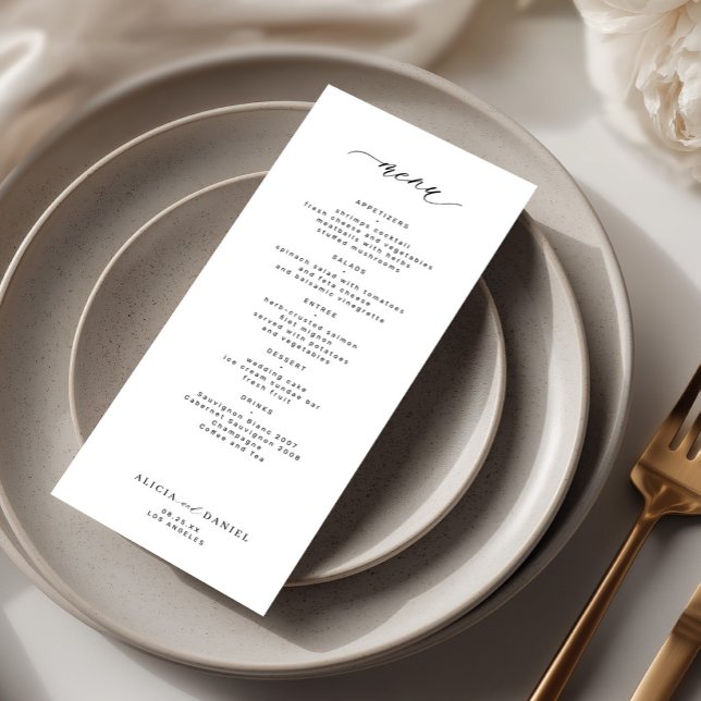 Elegant simple black and white wedding menu (Creator Uploaded)