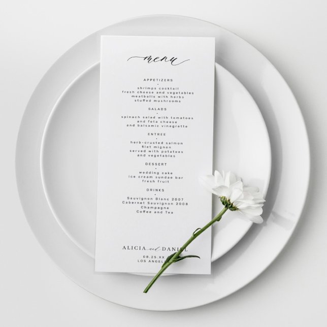 Elegant simple black and white wedding menu (Creator Uploaded)
