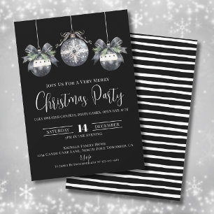 Elegant Simple Black Christmas Party Invitation