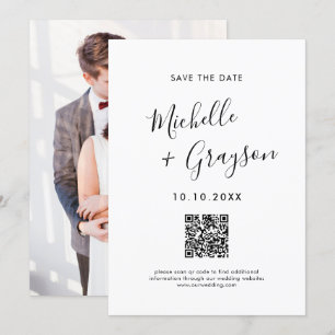 Elegant Simple Black Minimalist Modern QR code Save The Date