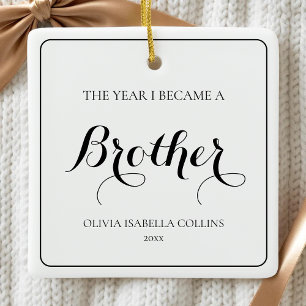 Elegant Simple Black Modern 1st Christmas Brother Ceramic Ornament