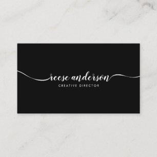Elegant Simple Black Script Calligraphy Minimal Business Card