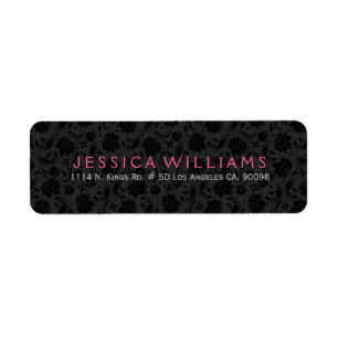Elegant Simple Black Vintage Damasks 2 Return Address Label