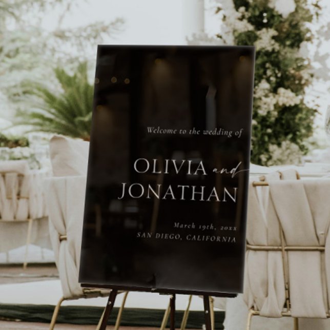 Elegant Simple Black Wedding Welcome  Acrylic Sign (Creator Uploaded)