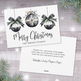 Elegant  Simple Black White Christmas Holiday Card
