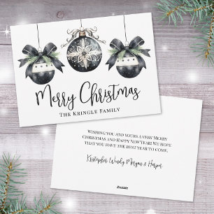 Elegant  Simple Black White Christmas Holiday Card