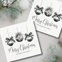 Elegant Simple Black White Christmas Party Napkin