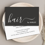 Elegant Simple Black White Hair Stylist Business Card<br><div class="desc">Modern fully customisable business card template. Elegant design with ivory black backgound. 
Perfect for hair salon.</div>
