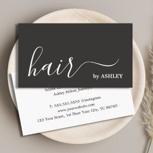 Elegant Simple Black White Hair Stylist Business Card
