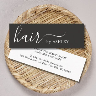 Elegant Simple Black White Hair Stylist Mini Business Card