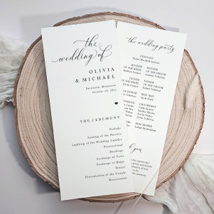 Elegant Simple Black & White Heart Wedding Program