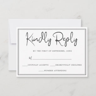 Elegant Simple Black & White RSVP