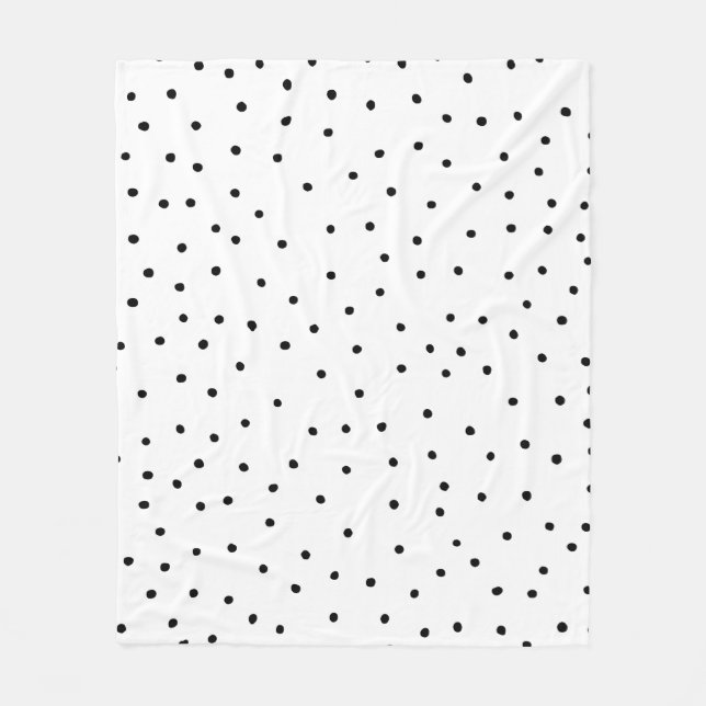 Elegant simple black white watercolor polka dots fleece blanket (Front)